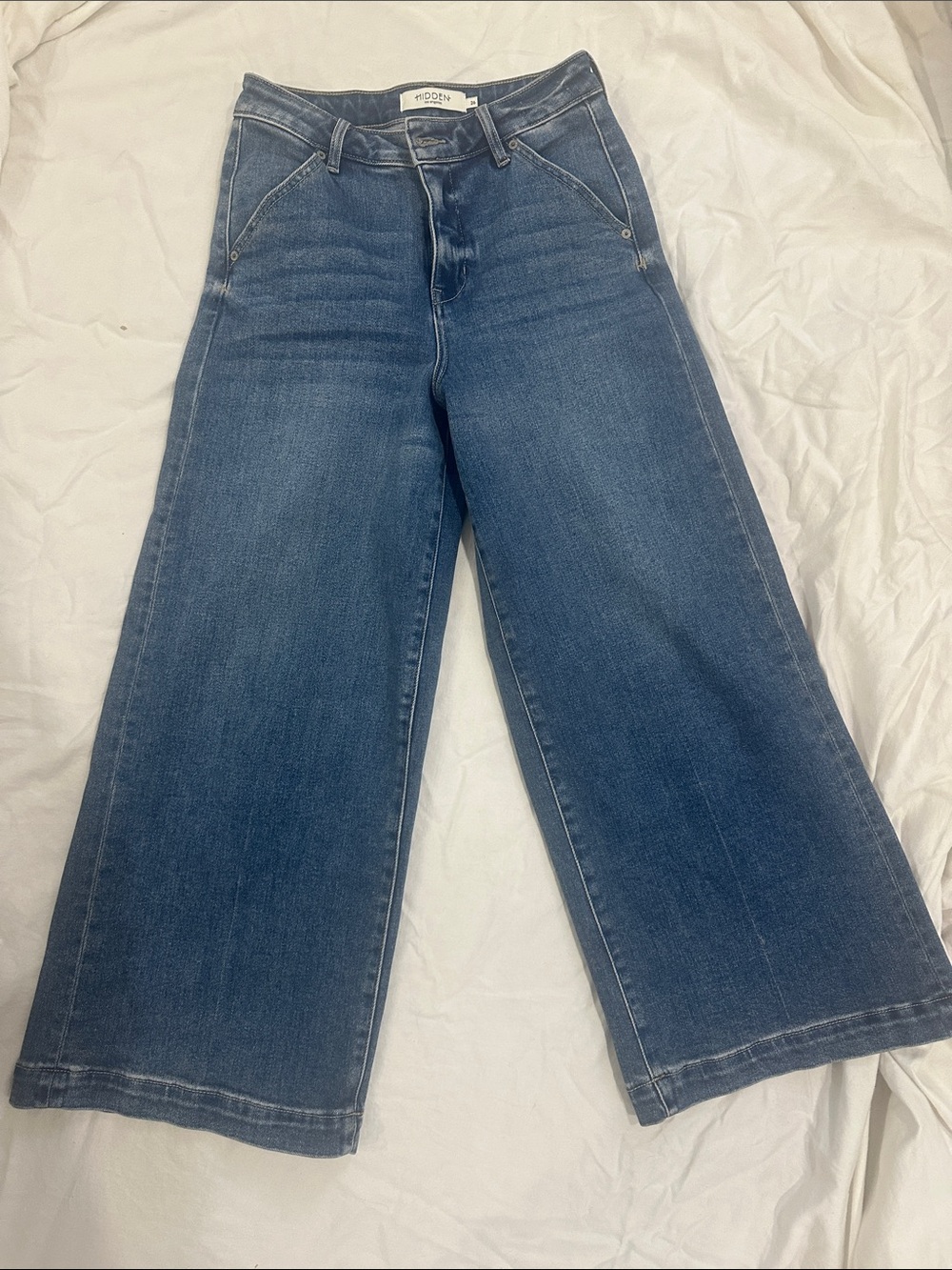 HIDDEN NYC Wide-Leg Mid Blue Jeans - Picture 2 of 8
